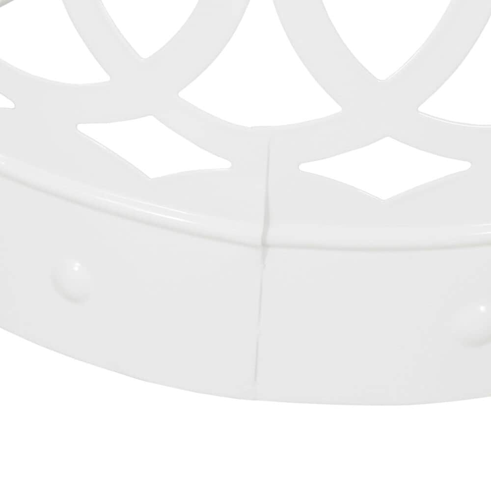 Hearth and Haven Large Cylindrical-Shaped Iron Patio End Table in White, , large