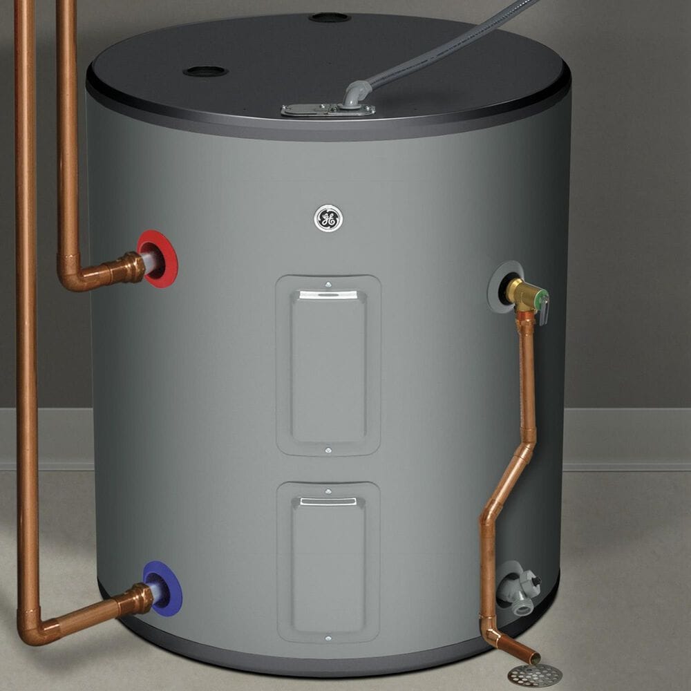 GE Appliances 26-Gallon Side Port Lowboy Electric Water Heater in Gray, , large