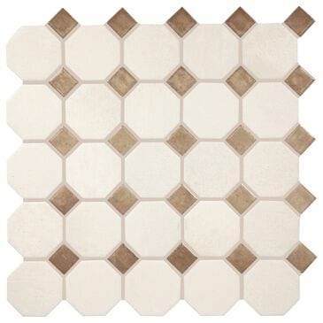 Dal-Tile Relicca Pristine Foxed 12" x 12" Octagon Dot Ceramic Mosaic Sheet, , large
