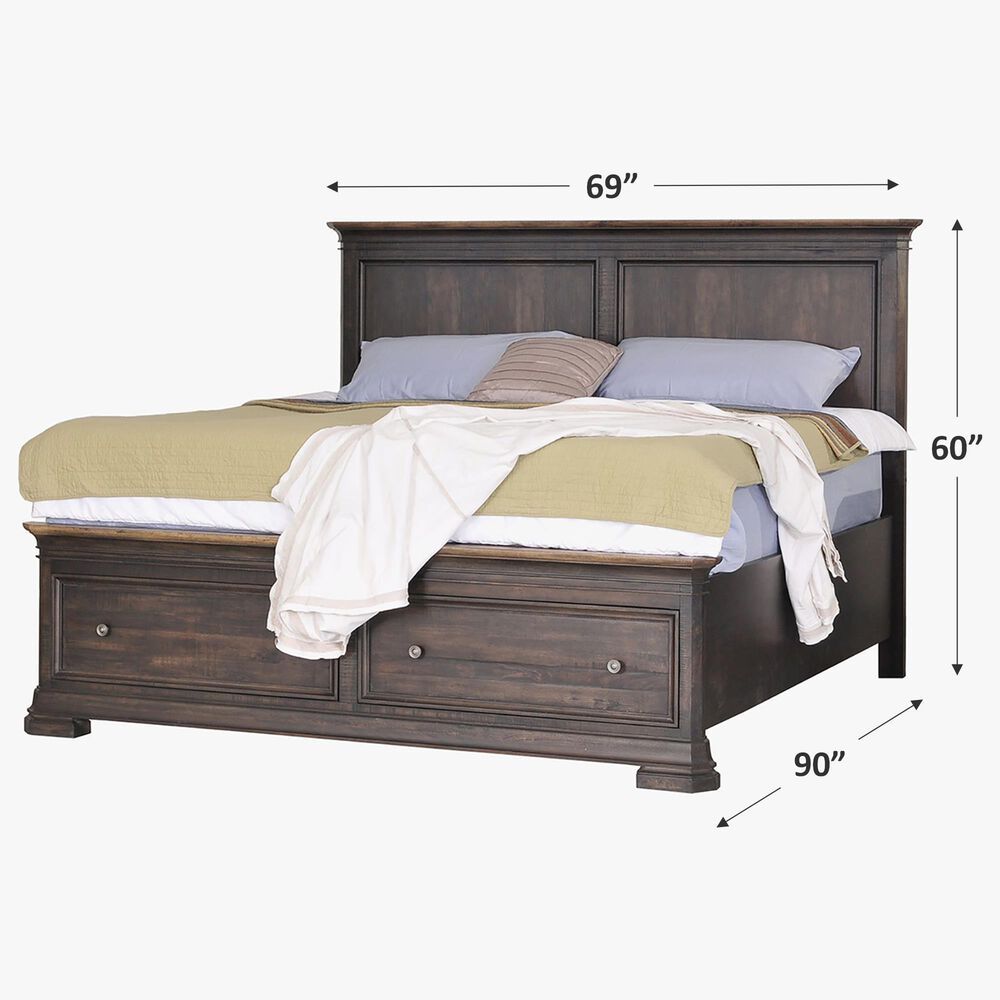 Cedar and Sage Grand Louie Queen Storage Bed in Ebony and Wheat, , large