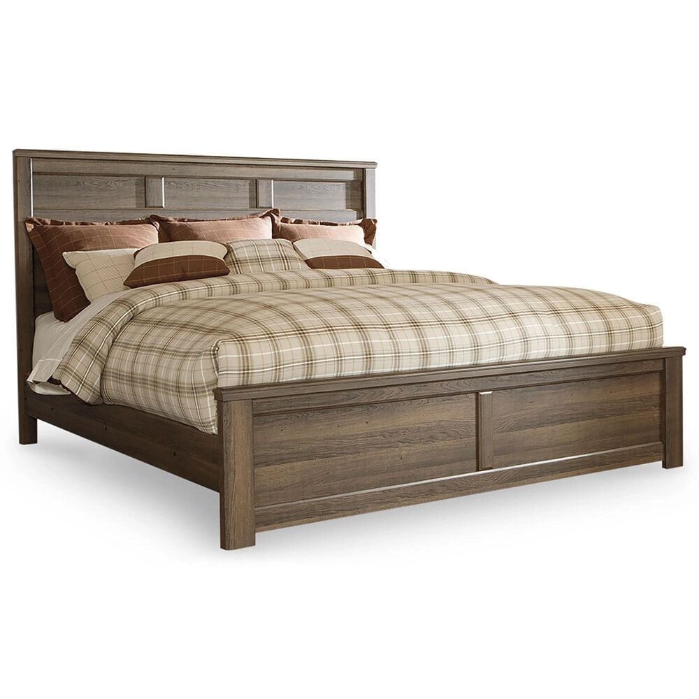 Ashley Juararo King Panel Bed in Dark Brown, , large