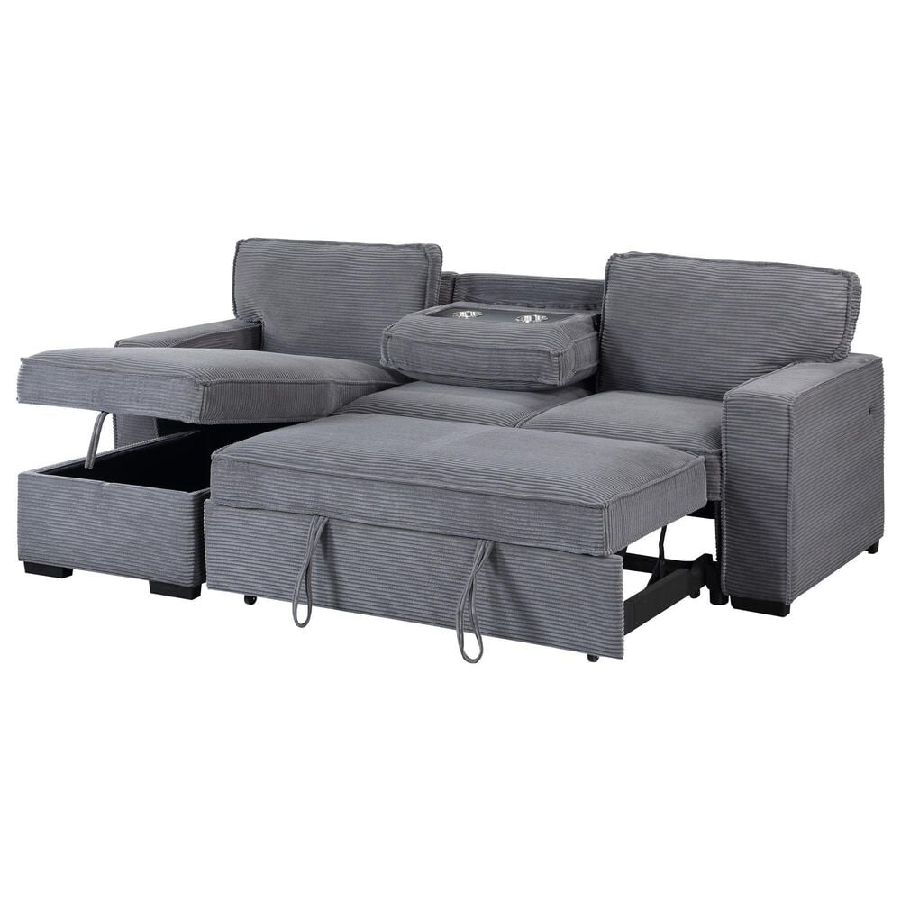 Modern Market Stationary Sofa Bed with Reversible Chaise in Light Grey, , large