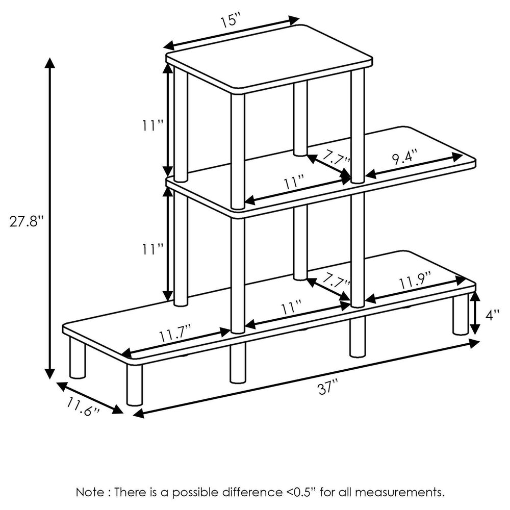 HOMLUX Turn-N-Tube 3-Tier Display Rack in Espresso and Black, , large