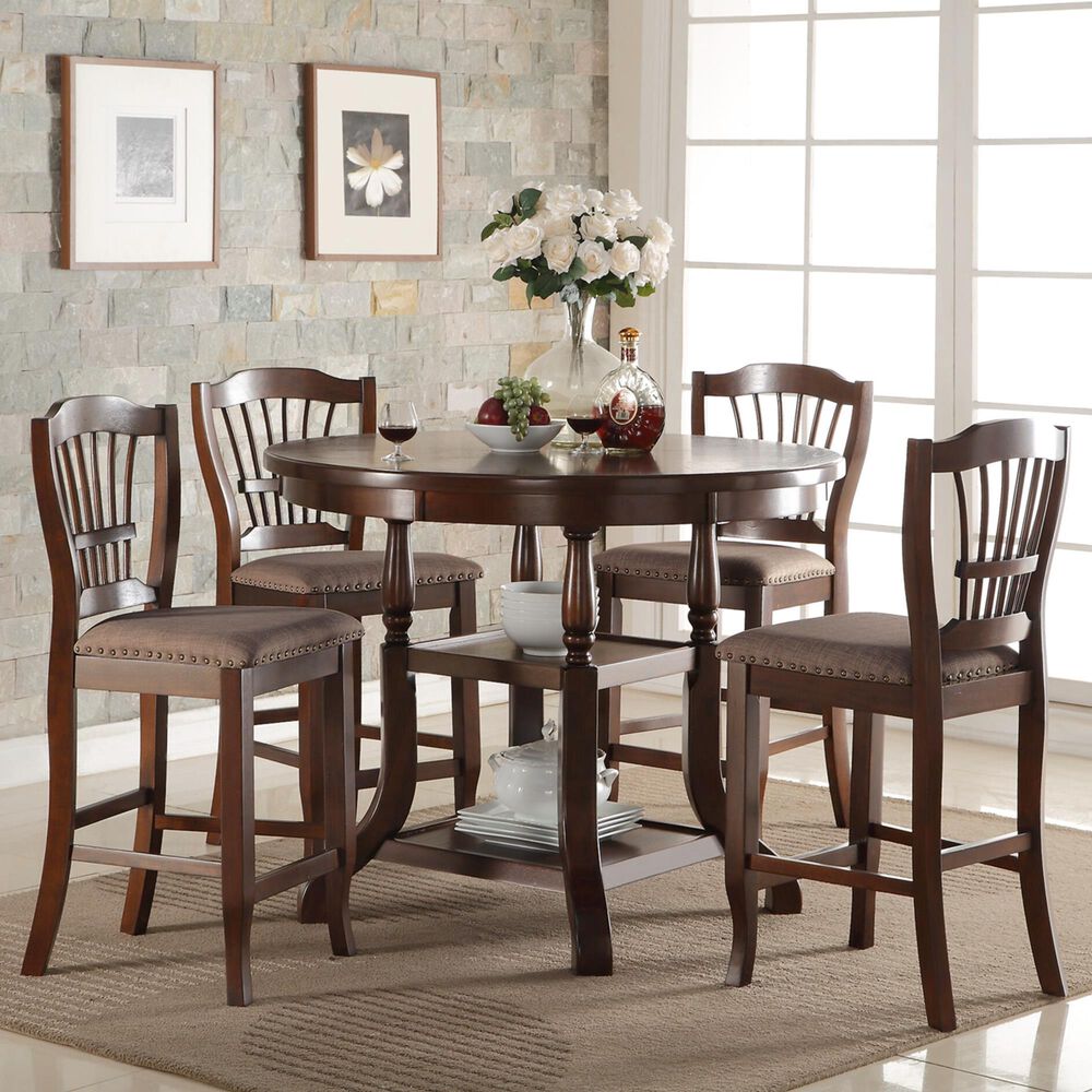 New Heritage Design Bixby Counter Dining Table in Espresso Cherry  - Table Only, , large