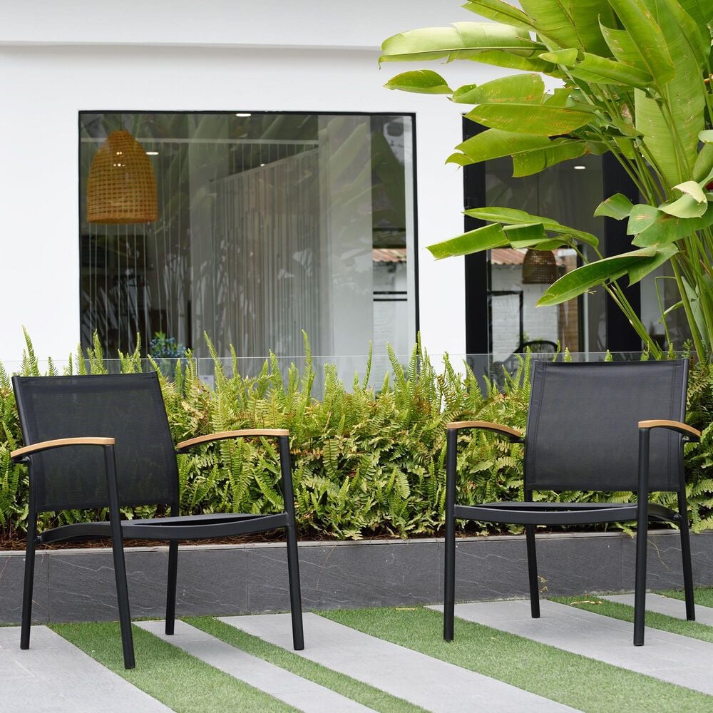 International Home Miami Amazonia Juliette Deluxe Stacking Sofa Chairs in Black (Set of 2), , large