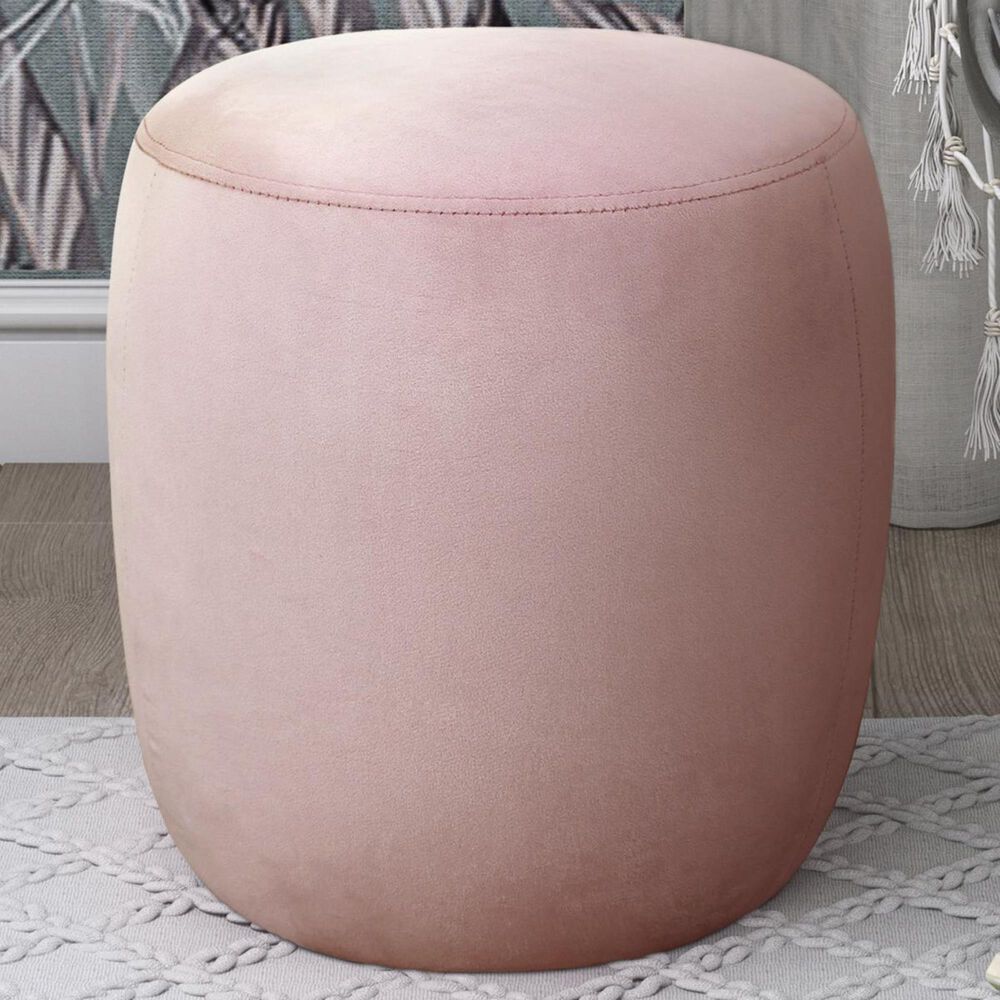 Tov Furniture Willow Velvet Ottoman in Salmon, , large
