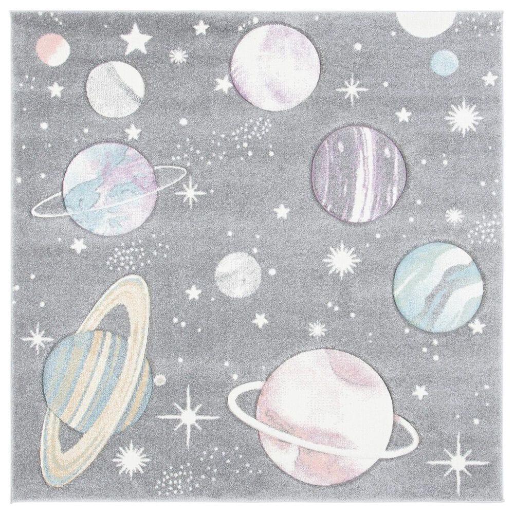 Safavieh Carousel 3" Square Grey and Lavender Kids Area Rug, , large