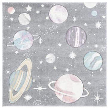 Safavieh Carousel 3" Square Grey and Lavender Kids Area Rug, , large
