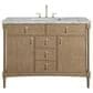 James Martin Kinnsden 48" Single Bathroom Vanity in Weathered Oak with 3 cm Carrara Marble Top and Rectangular Sink, , large