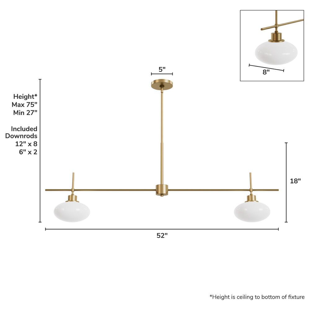 Hunter Getty Jasmine Roth 2-Light Linear Ceiling Light in Luxe Gold, , large
