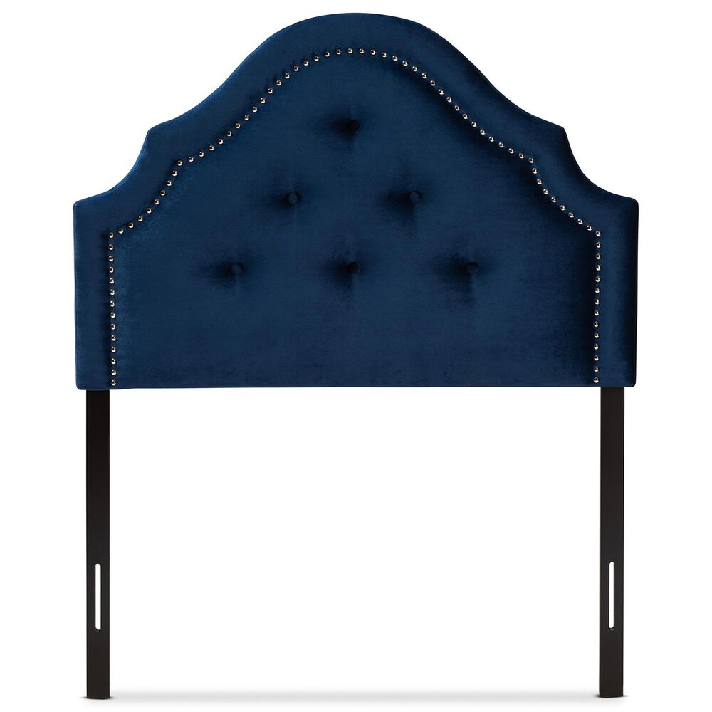 Baxton Studio Cora Twin Upholstered Panel Headboard in Royal Blue, , large
