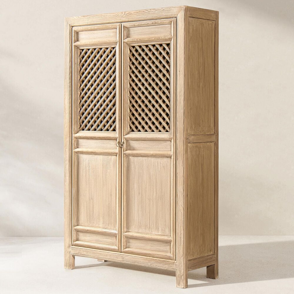 Jennifer Taylor Home Arden 83" 2-Door Tall Bookcase Storage Cabinet in Heritage Light Natural Brown, , large