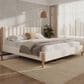 Hearth and Haven King Upholstered Platform Bed in White, , large