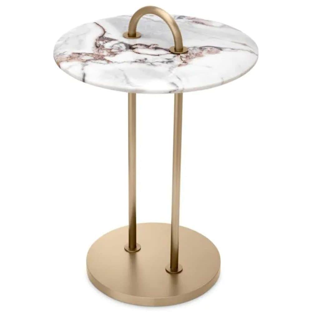 Eichholtz Zappa Side Table in Brushed Brass and White, , large