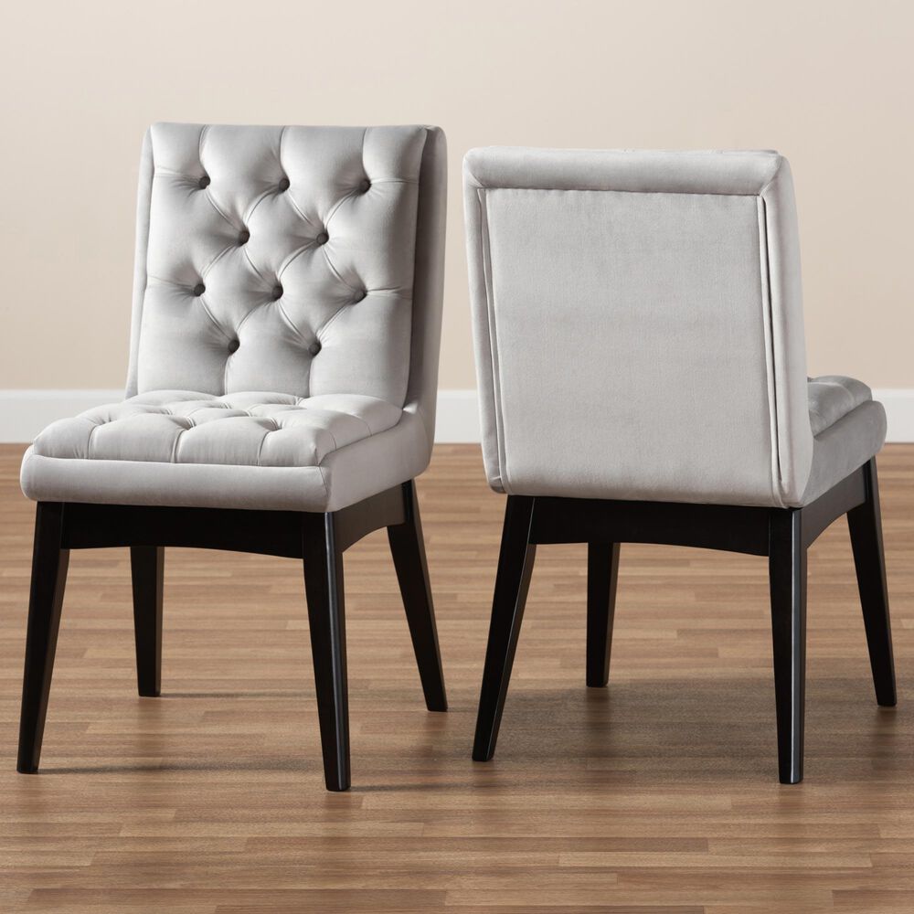 Baxton Studio Makar Dining Chair in Light Grey (Set of 2), , large
