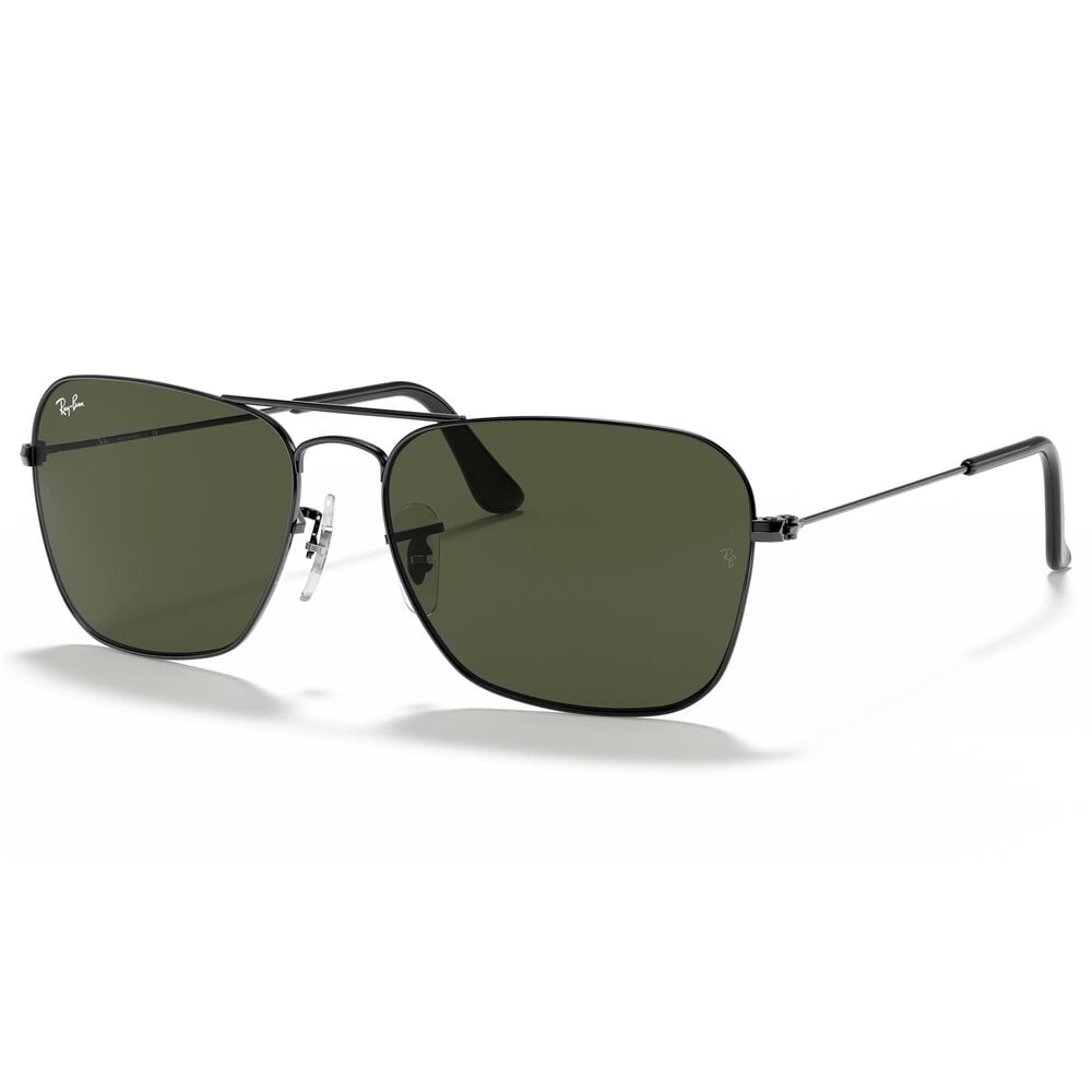 Ray-Ban Caravan Sunglasses with Green Lenses in Polished Gunmetal, , large