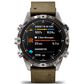 Garmin MARQ 2 Adventurer AMOLED Smartwatch Silver Grade 5 Titanium Bezel Case with Brown Leather Band, , large