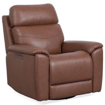 Flexsteel Refined Power Swivel Gliding Recliner with Power Headrest and Lumbar in Hickory, , large