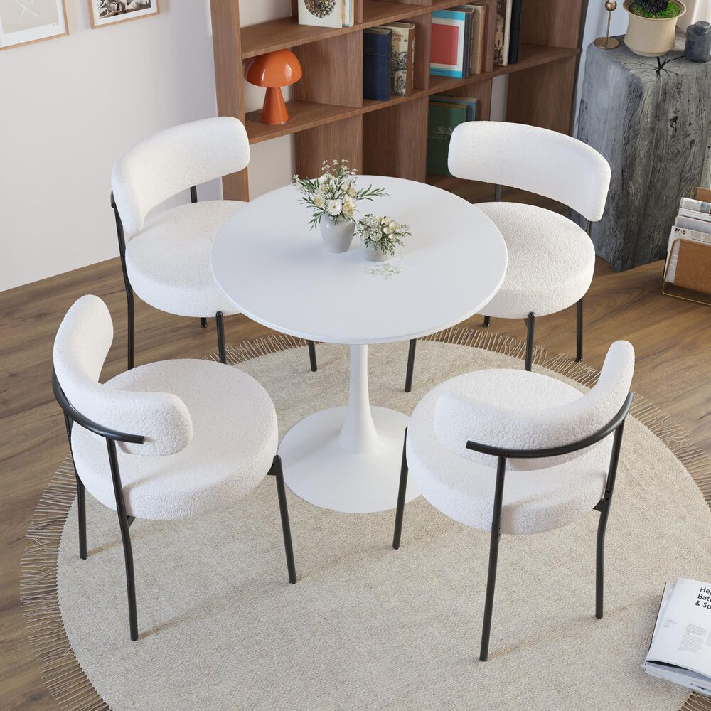 Hearth and Haven Side Chair with White Cushion in Black (Set of 2), , large