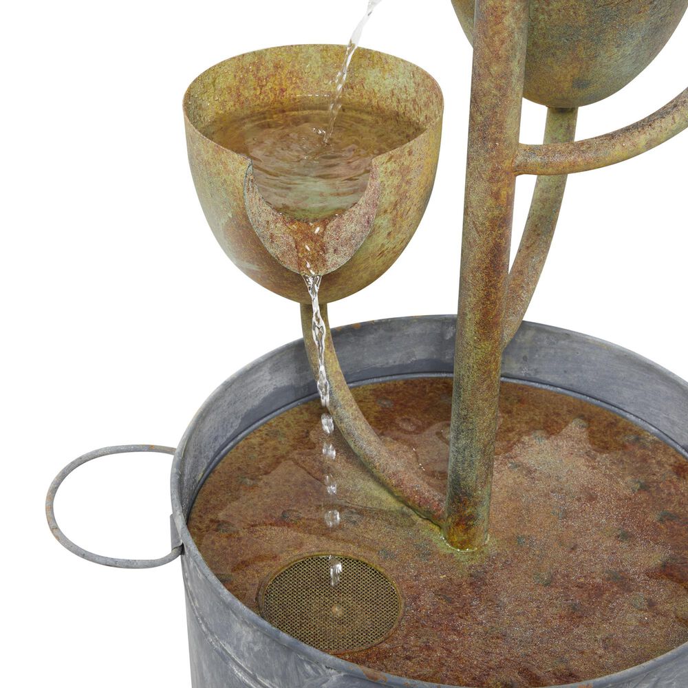 Maple and Jade Indoor/Outdoor Fountain with Cascading Cups in Weathered Copper and Gray, , large