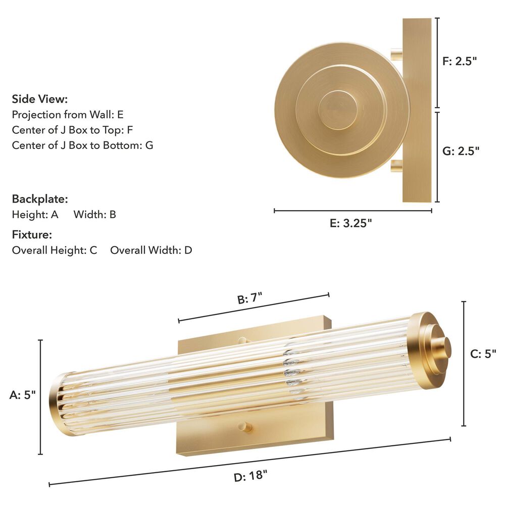 Hunter Holly Grove 18&quot; 2-Light Vanity with Clear Shade in Alturas Gold, , large