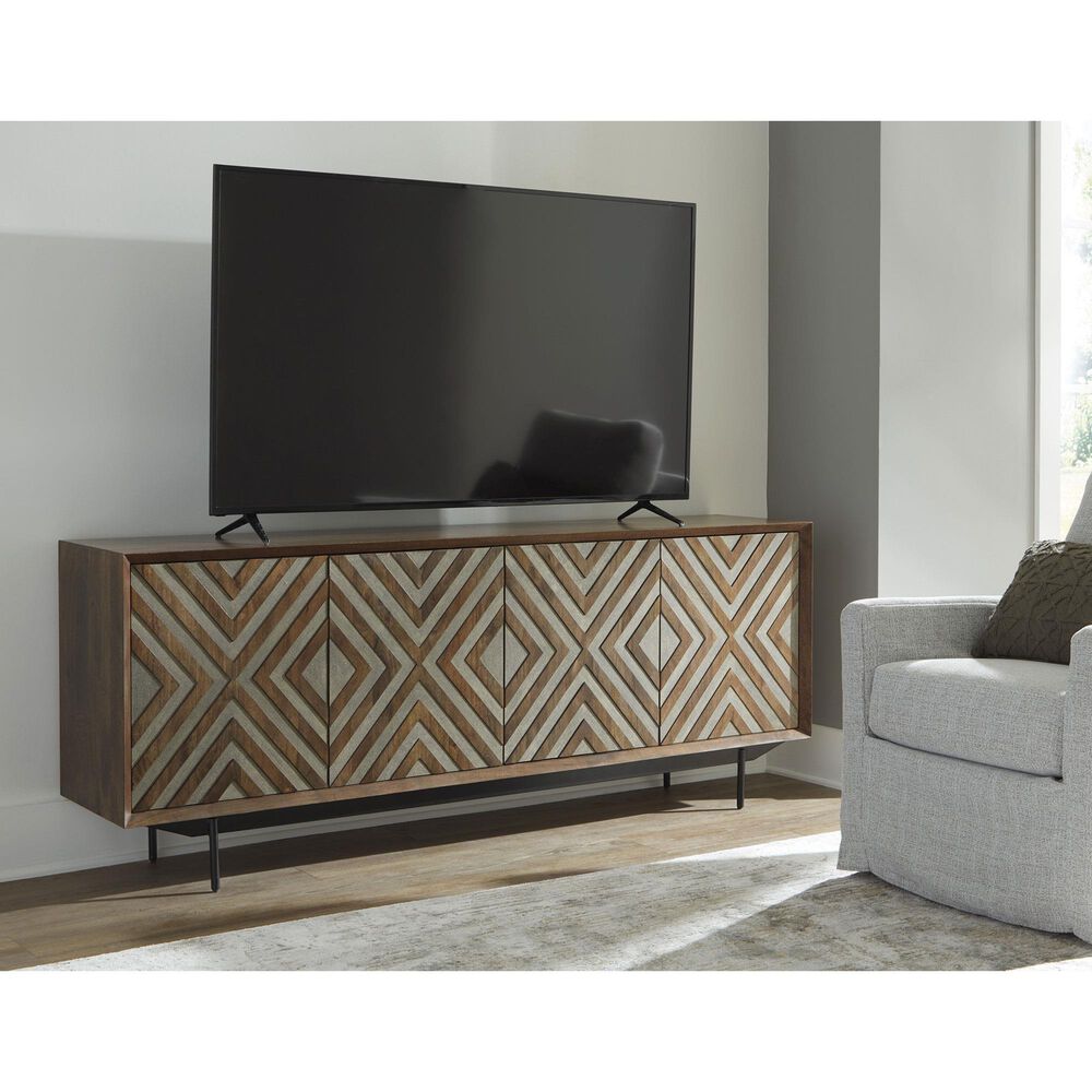 Ashley Dreggan Accent Cabinet in Warm Walnut, Grayish Gold and Black, , large