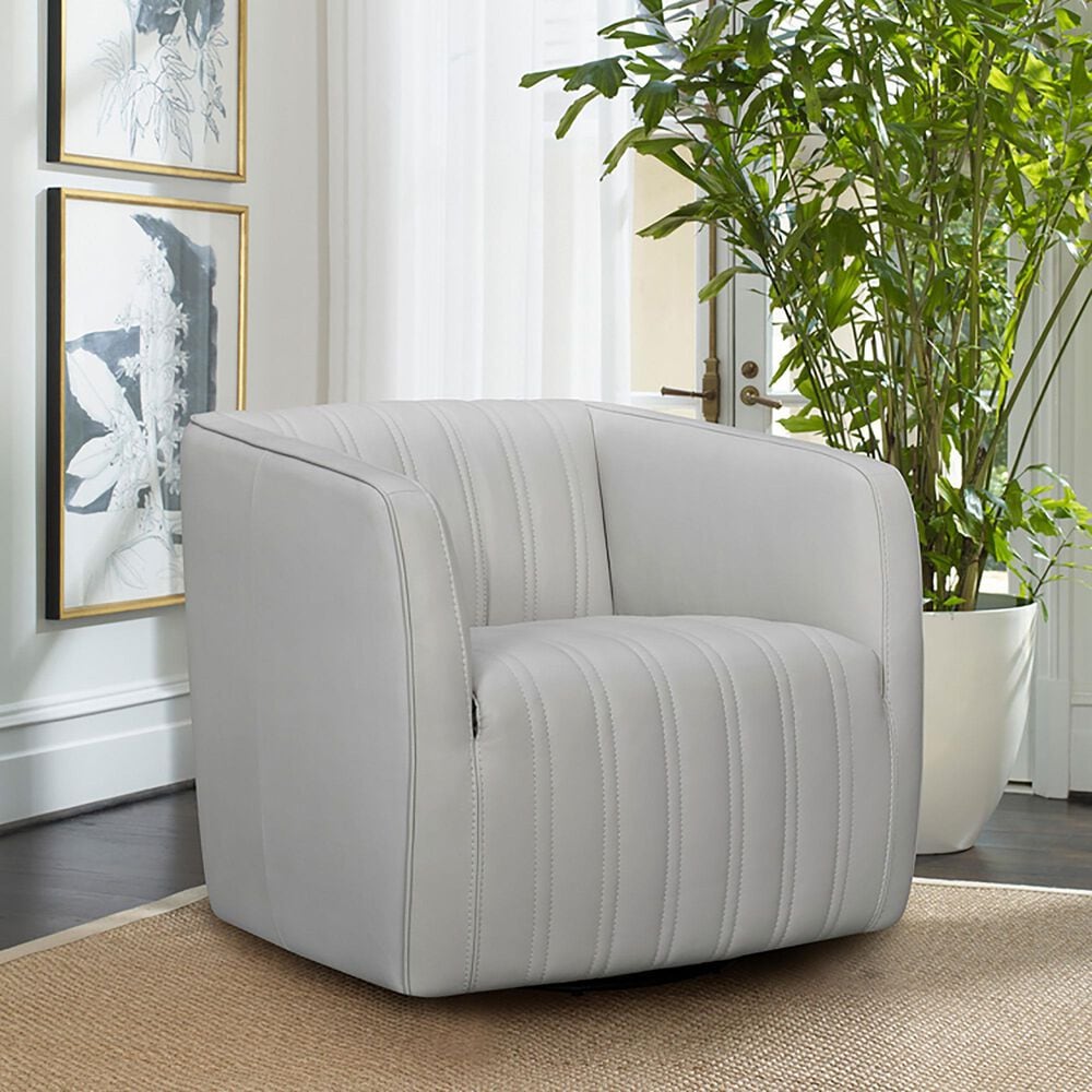 Blue River Aries Swivel Barrel Chair in Dove Gray and Black, , large