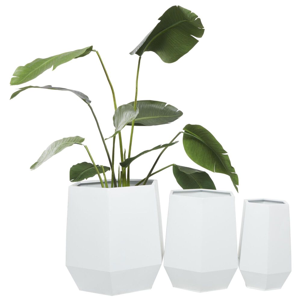 Maple and Jade Hexagon Planter in Satin White &#40;Set of 2&#41;, , large