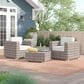 Hearth and Haven 3-piece Outdoor Wicker Conversation Set with Glass-Top Coffee Table in Grey, , large