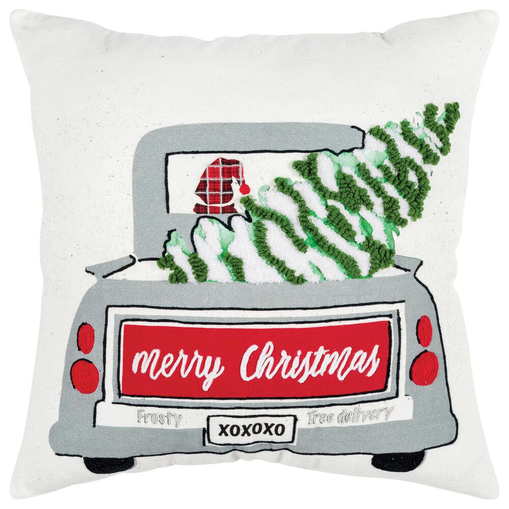 Rizzy Home Transitional Text 20" Pillow in Red and Multicolor , , large