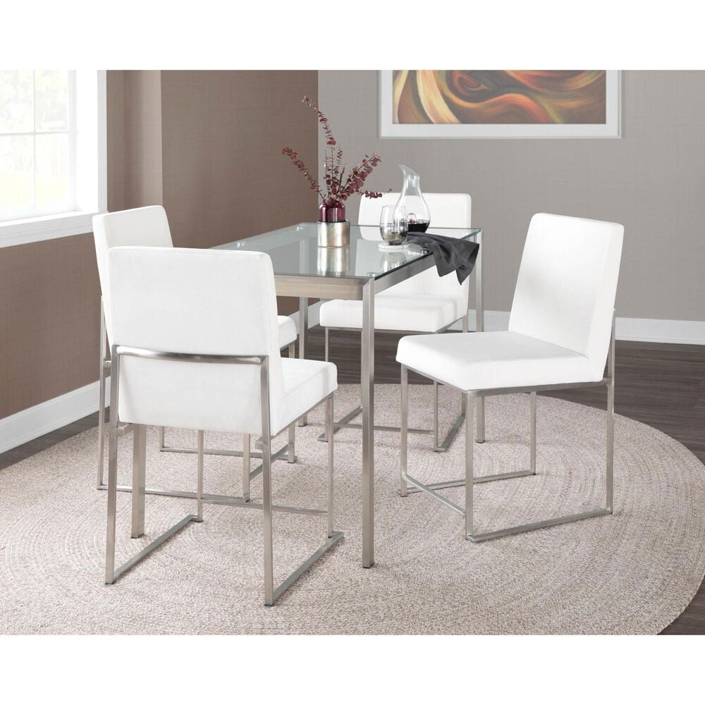 Lumisource Fuji Side Chair with White Velvet Cushion in Brushed Stainless Steel &#40;Set of 2&#41;, , large