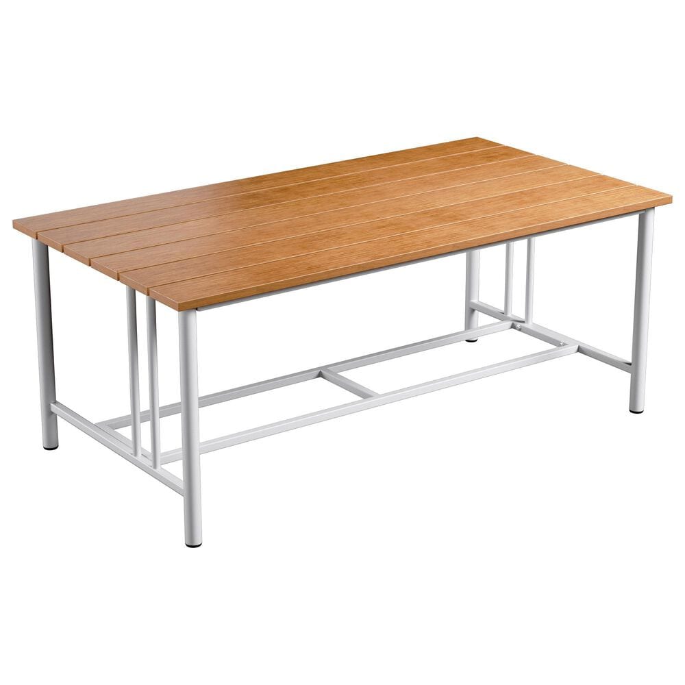 Sunwell Garden Patio Rectangular Coffee Table in Natural and White, , large