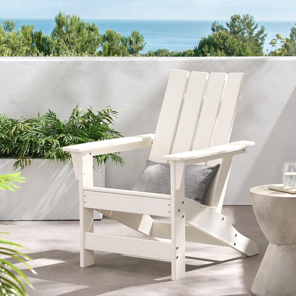 Hearth and Haven Encino Outdoor Plastic Adirondack Chair in White, , large