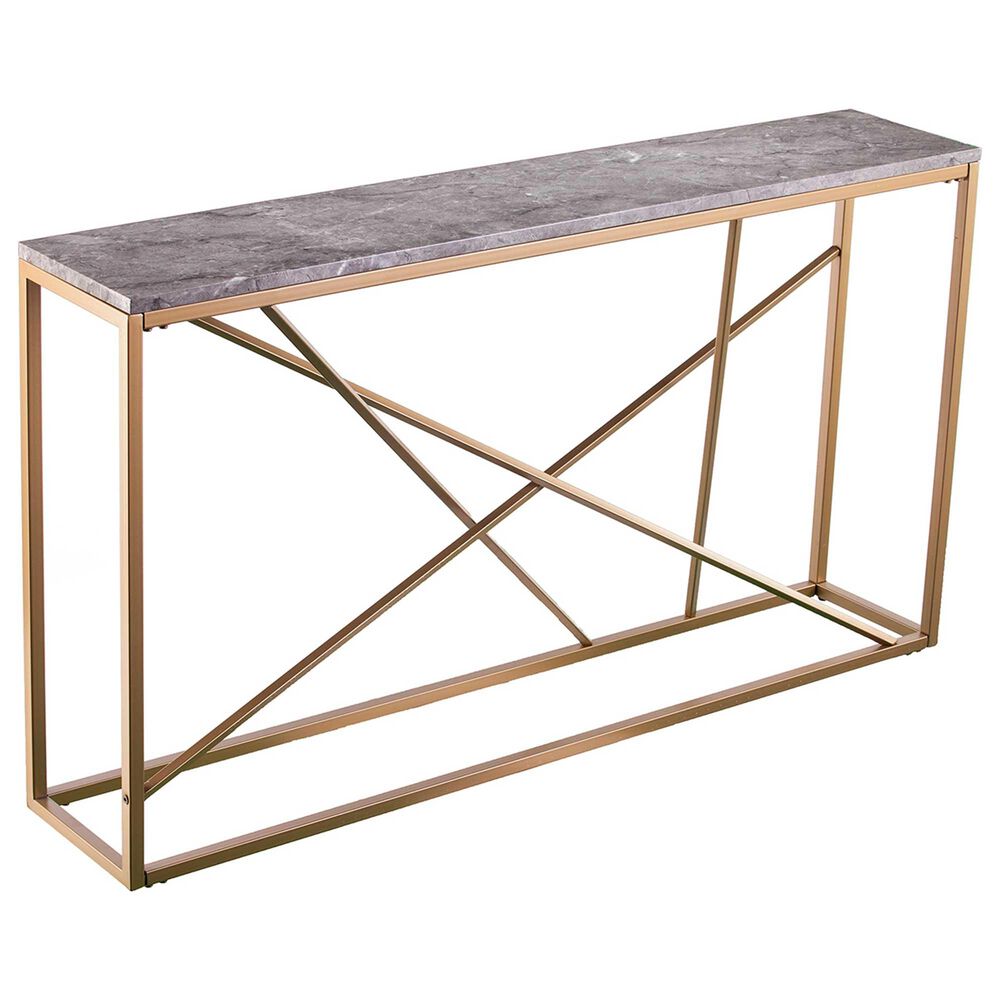 Southern Enterprises Console Table in Gold and Gray Faux Stone NFM