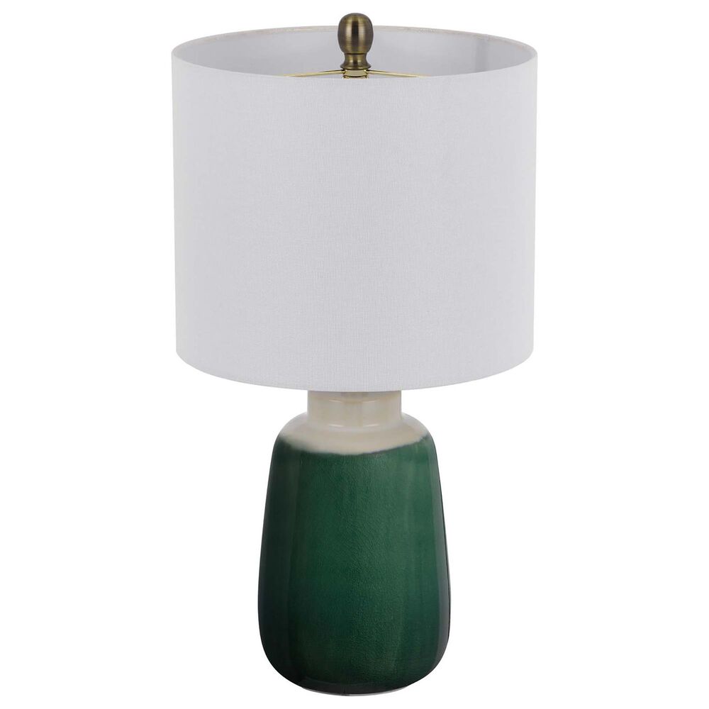 Cal Lighting Crotone Ceramic Table Lamp in Dipped Emerald and Antique Brass, , large