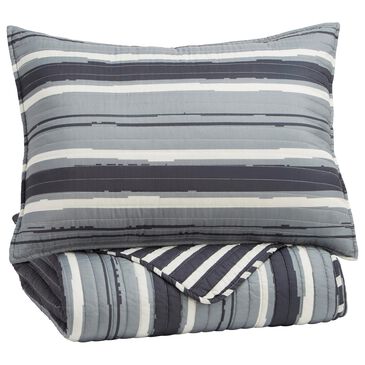 Signature Design by Ashley Merlin Full Coverlet Set in Gray/Cream, , large