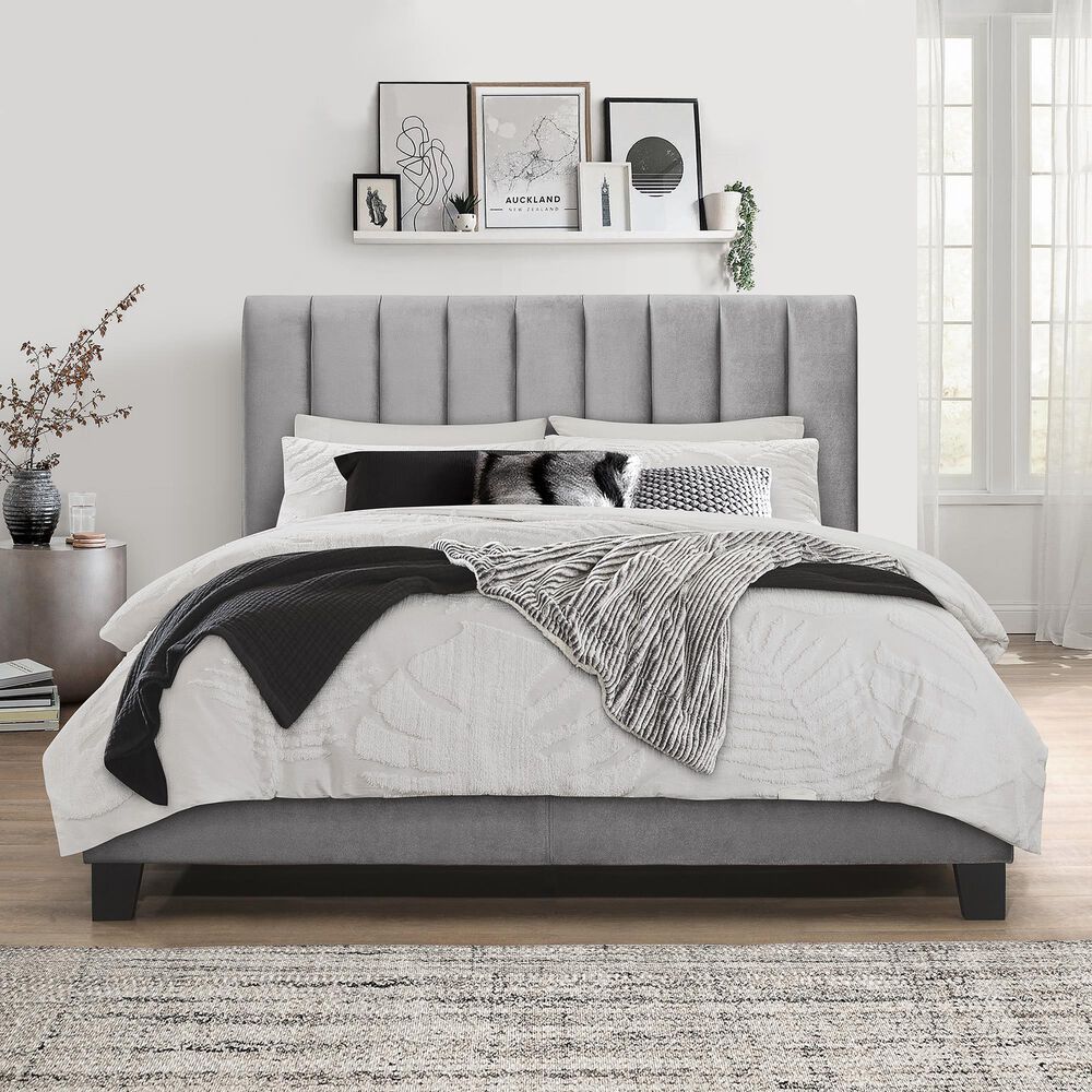 Richlands Furniture Crestone Queen Upholstered Platform Bed in Gray, , large