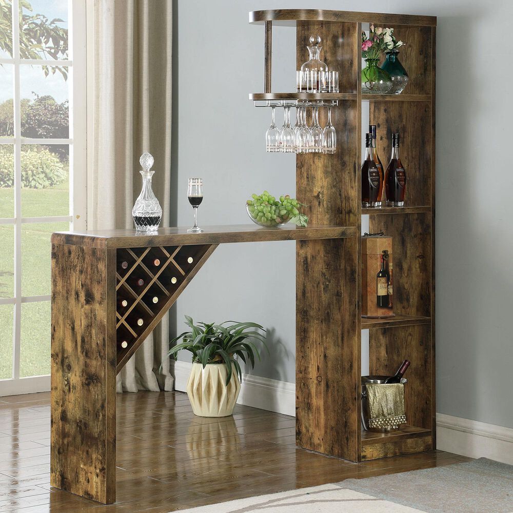 Pacific Landing Belvedere 5-Shelf Bar Table Storage in Antique Nutmeg, , large