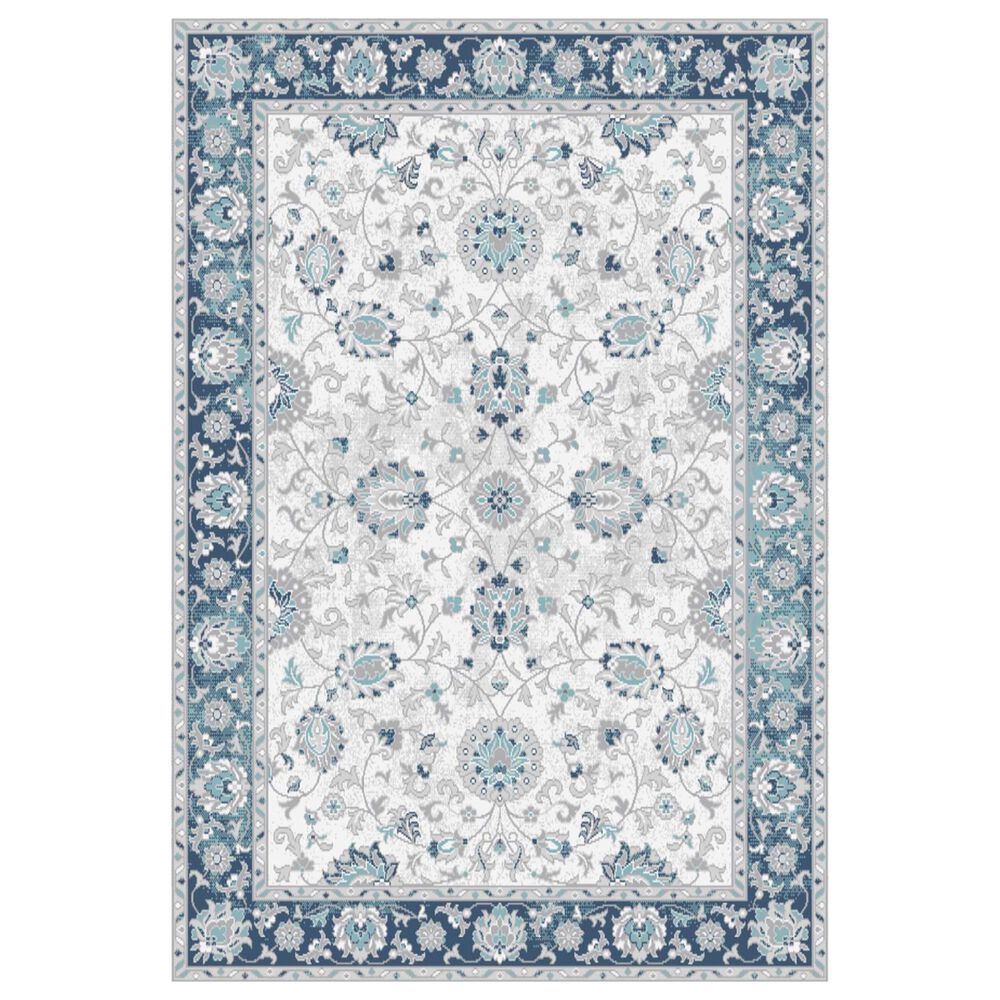 Central Oriental Sientan Simpia 2523.259 6'7" x 9'2" Cream and Dark Blue Area Rug, , large