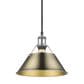 Golden Lighting Orwell 1-Light Medium Pendant with Aged Brass Shade in Pewter, , large