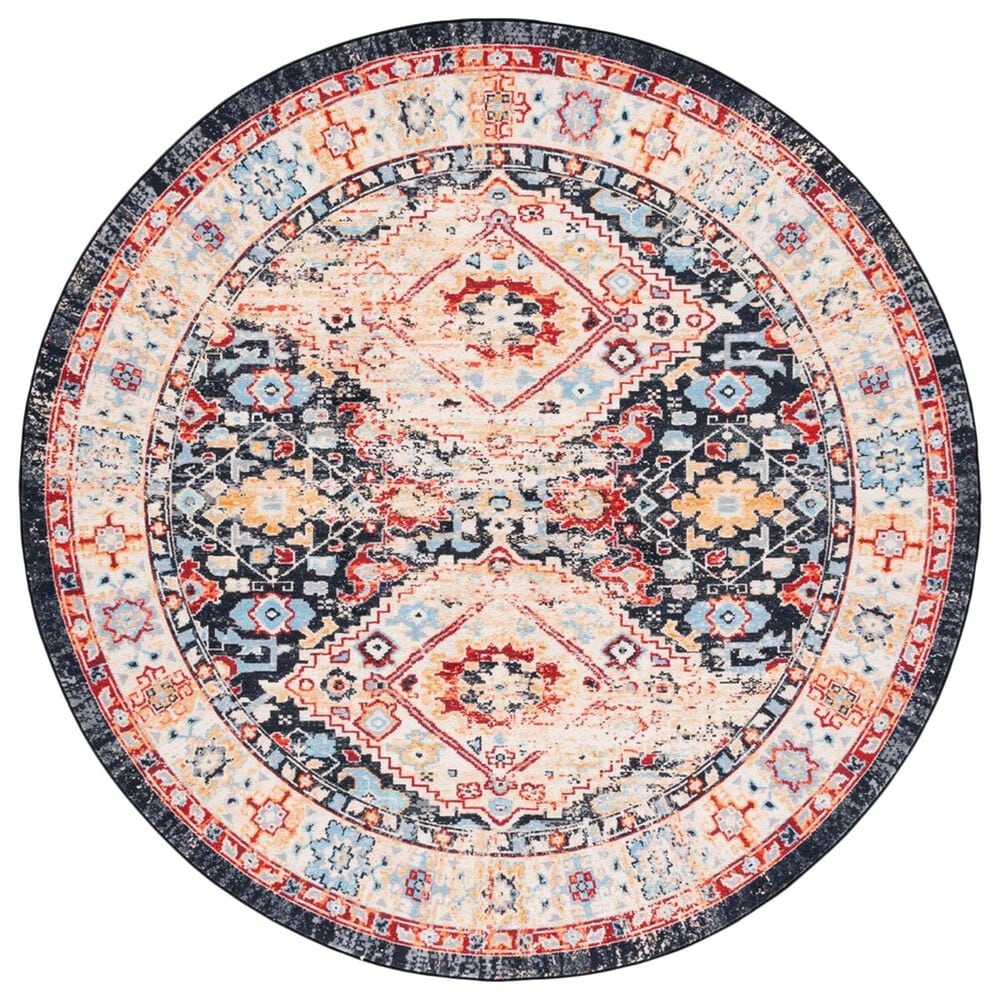 Safavieh Riviera 6"7" Round Charcoal and Gold Area Rug, , large