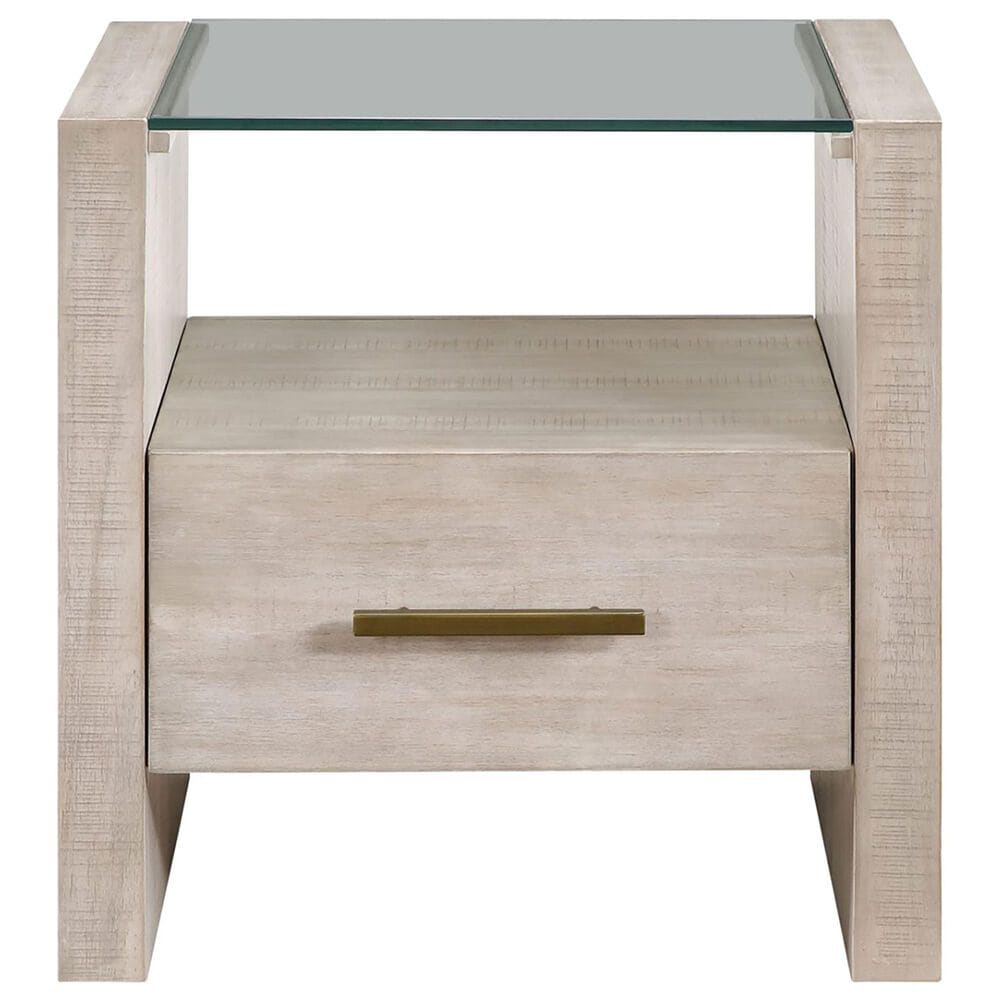 Steve Silver Garland End Table in Washed Parchment and Clear, , large