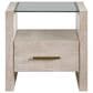 Steve Silver Garland End Table in Washed Parchment and Clear, , large