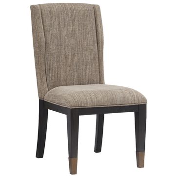 Nicolette Home Ryker Host Upholstered Side Chair in Black with Aged Brass Accents, , large