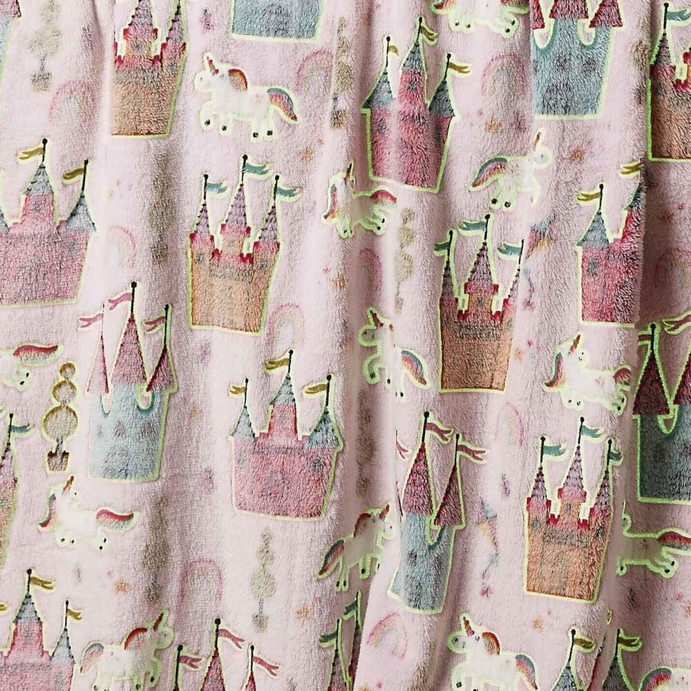 Duke Imports Regal Comfort Castles and Unicorns Glow Throw in Pink, , large