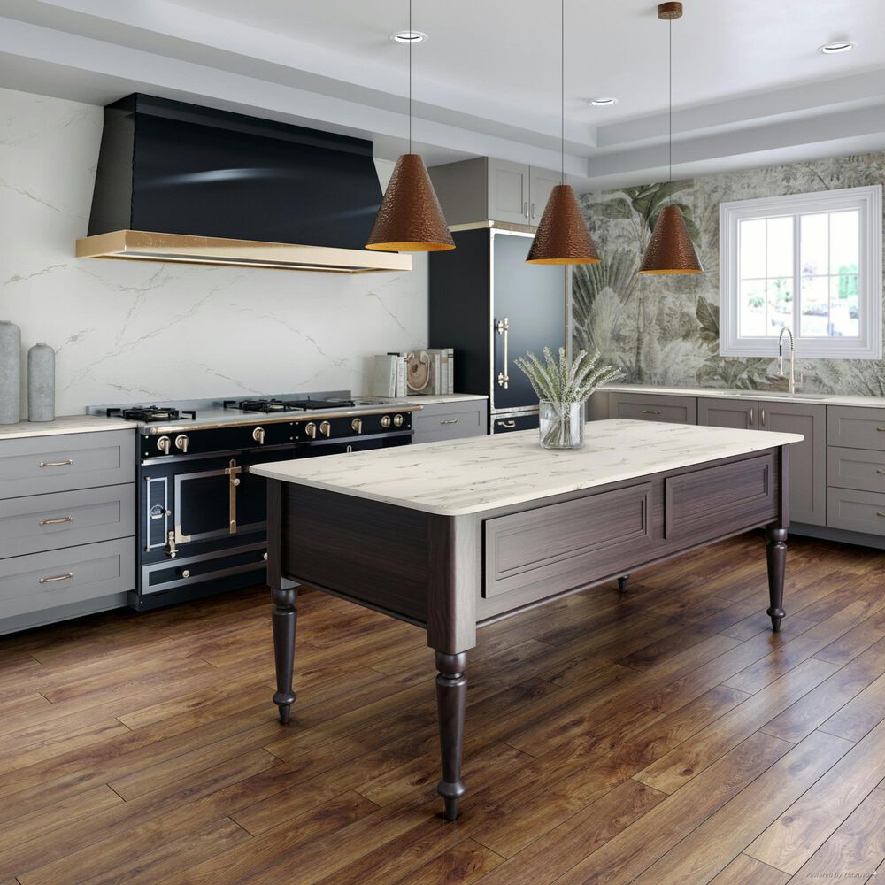 Cambria Luxury Brittanicca Block 3cm Quartz Countertop in White and Gray, , large