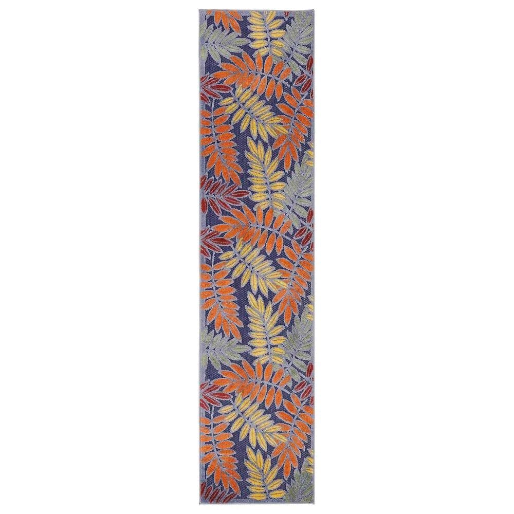 Nourison Aloha ALH18 2" x 6" Navy and Multicolor Indoor/Outdoor Runner, , large