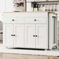 HOMLUX 75" Kitchen Island with Extendable Dining Table in White, , large