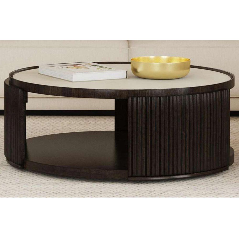Bassett Mirror Company Rivera Coffee Table in Charcoal Oak and Gold Tinted, , large