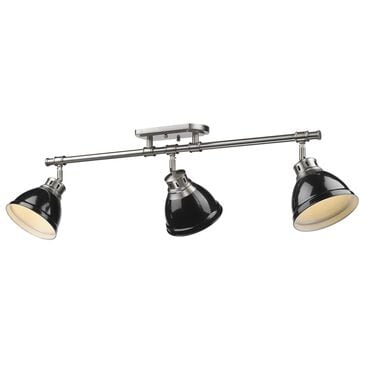 Golden Lighting Duncan 3-Light Semi-Flush - Track-Light in Pewter with Black Shades, , large